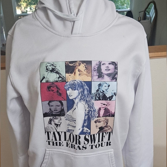 Taylor Swift The Eras Tour Collage Double Sided White Hoodie Size Medium - Picture 1 of 5
